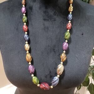 Womens Fashion Multicolour Agate Gemstone Beaded Necklace with Lobster Clasp